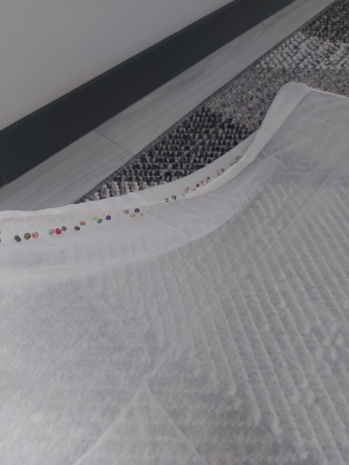 İşlemeli krem Bohem şal tülbent - Görsel 2