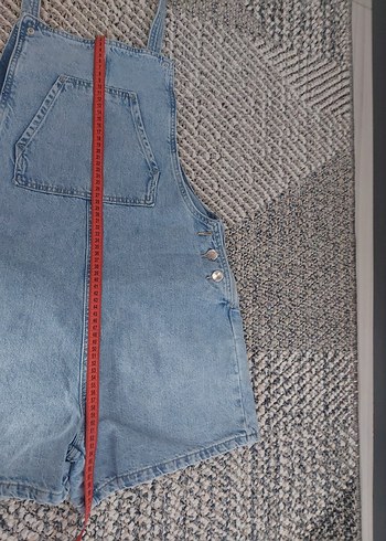 Kadın Kot Şort Tulum, Rahat Kesim, Askılı - Görsel 6