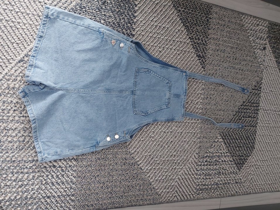 Kadın Kot Şort Tulum, Rahat Kesim, Askılı - Görsel 3