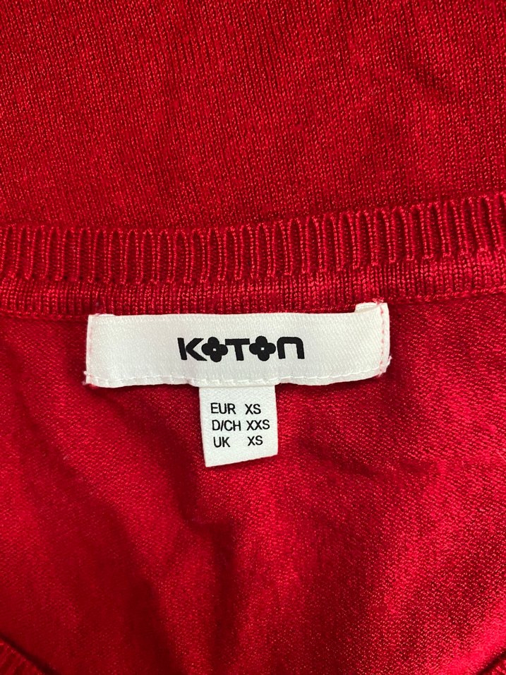 Kırmızı V Yakalı Uzun Kollu Kadın  Kazak - Görsel 4