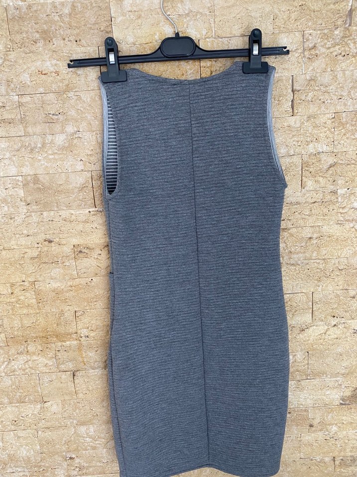 Fermuarlı Kısa Gri Kadın Yelek - Görsel 2