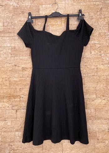 Düğmeli Siyah Triko Midi Elbise - Görsel 3