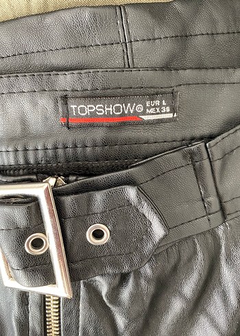 Kemerli Siyah Mini Deri Etek - Görsel 4