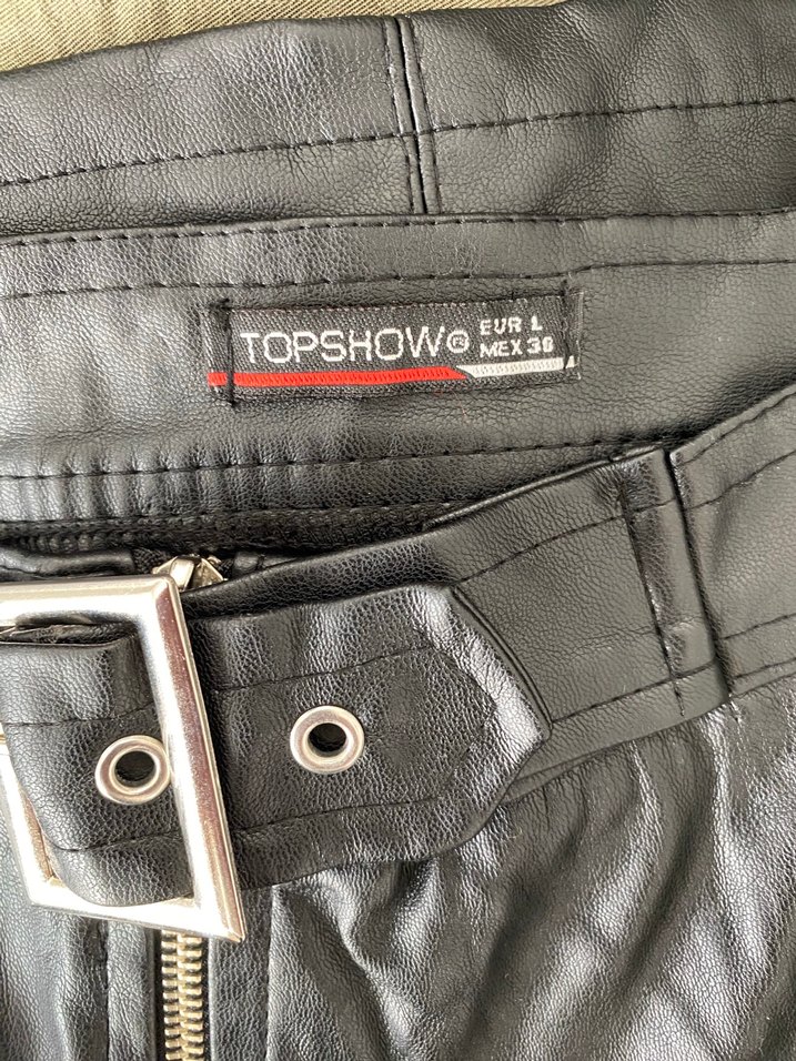 Kemerli Siyah Mini Deri Etek - Görsel 4