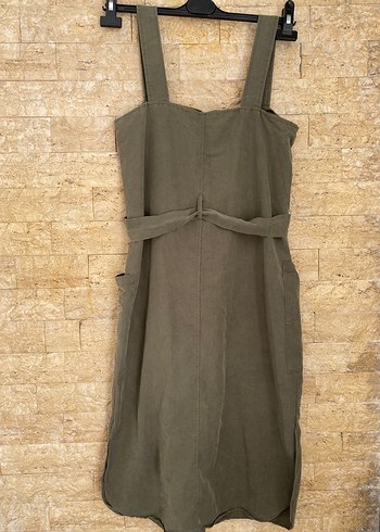 Düğmeli Uzun Askılı Kadın Elbise - Görsel 4