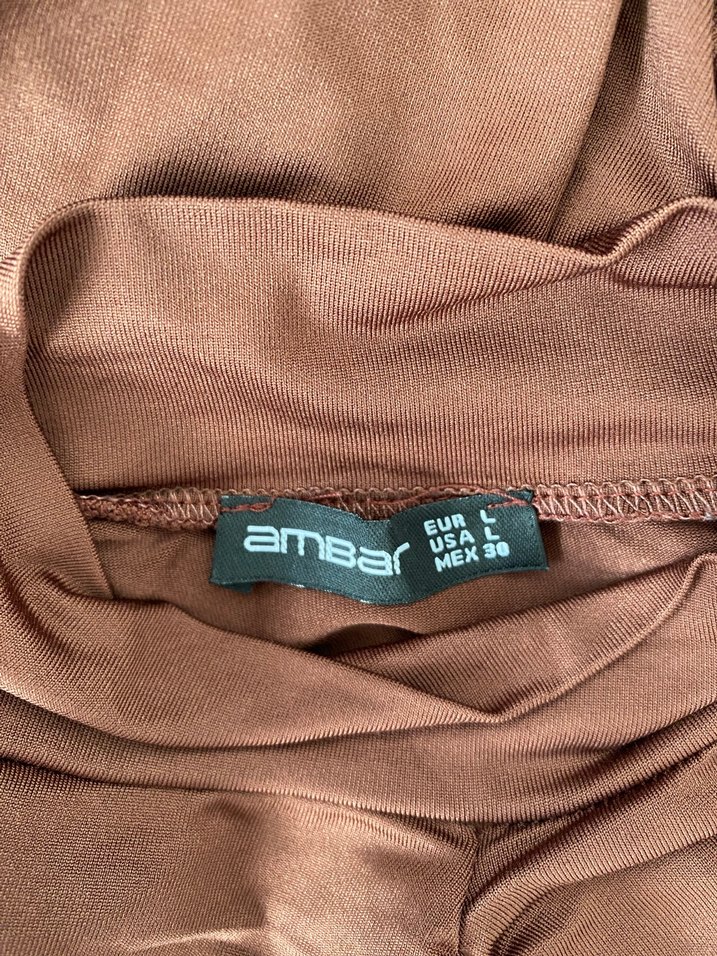Drapeli Uzun Kollu Kısa Kahverengi Bluz - Görsel 4