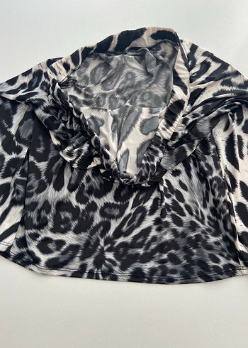 s Beden gri Renk Gri Zebra Desenli Mini Etek