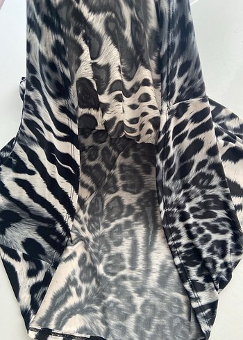 Diğer Gri Zebra Desenli Mini Etek