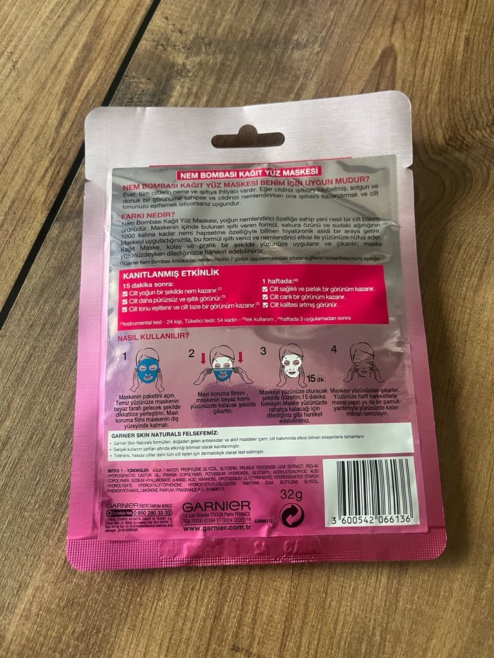 Garnier Nem Bombası Kağıt Yüz Maskesi - Görsel 2