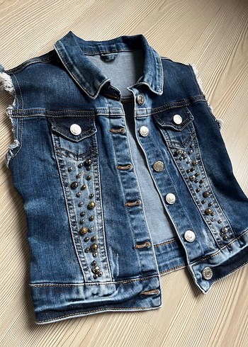 Kız Çocuk Kolsuz Kot Ceket  7/8 Yaş - Görsel 2