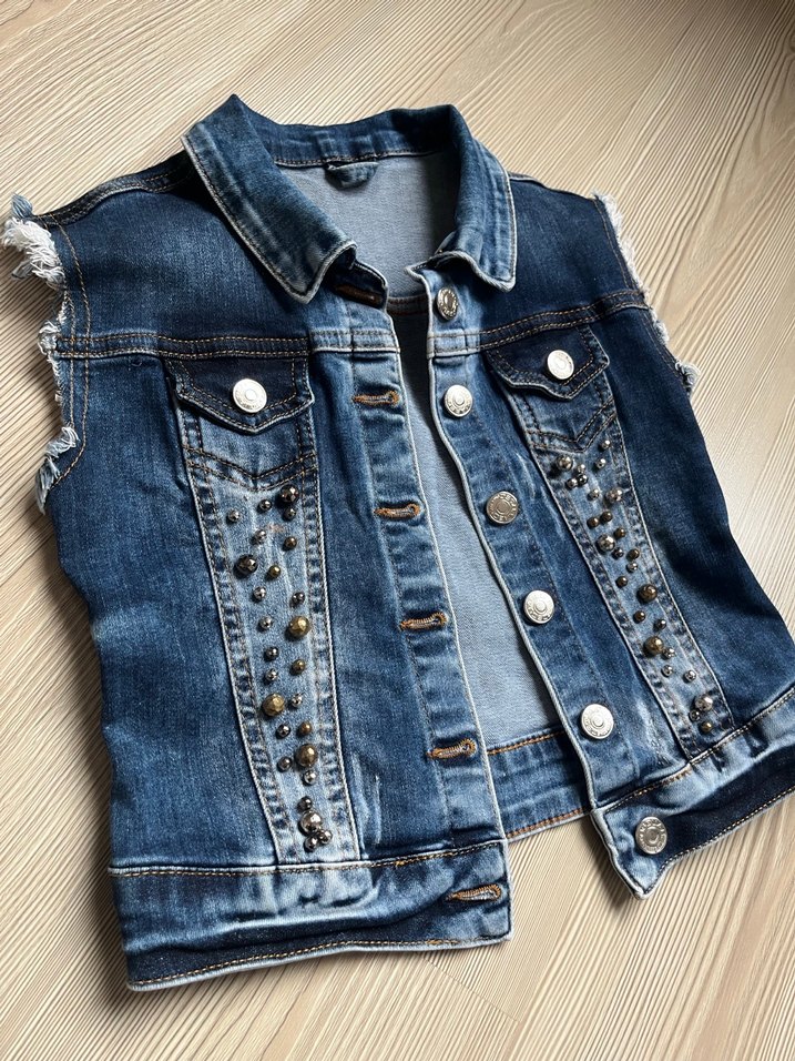 Kız Çocuk Kolsuz Kot Ceket  7/8 Yaş - Görsel 2