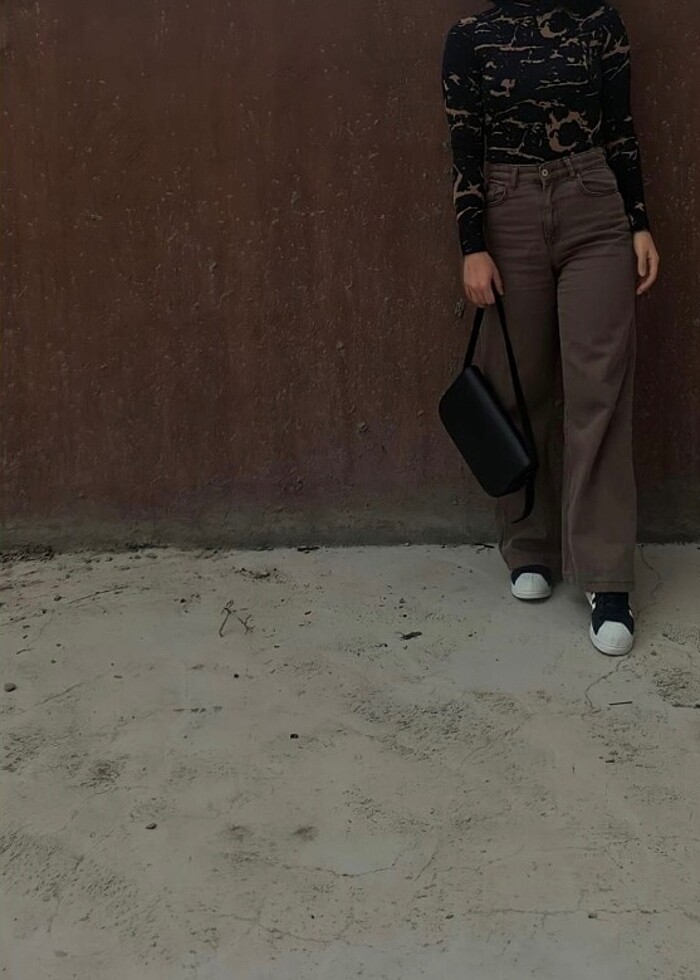 Kahverengi palazo pantolon - Görsel 2