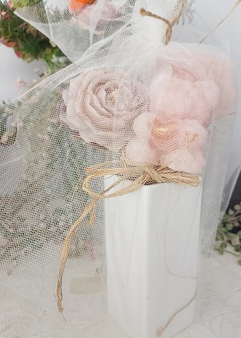 Beden çeşitli Renk Dantel Detaylı Pembe Bohem Nikah Şekeri