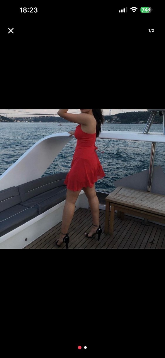 Kırmızı V Yakalı Drapeli Midi Kokteyl Elbise - Görsel 2