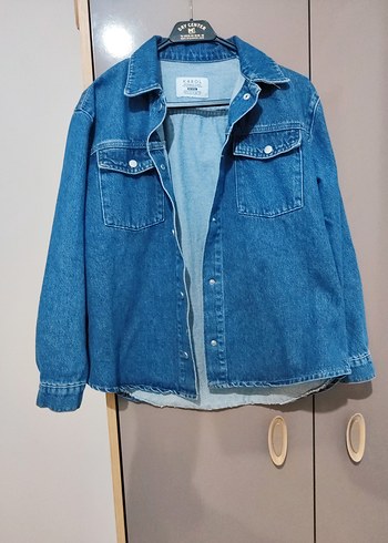 Diğer Düğmeli Mavi Kadın Denim Ceket