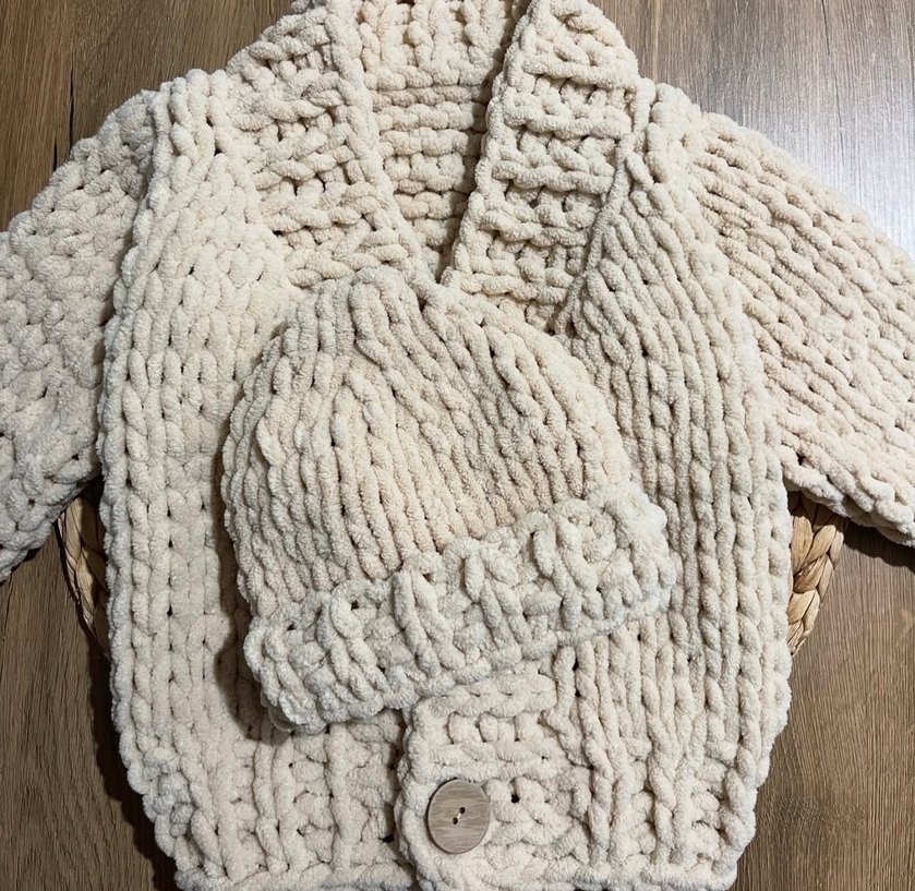 Örme Bohem cocuk Hırkası, Beyaz - Görsel 2