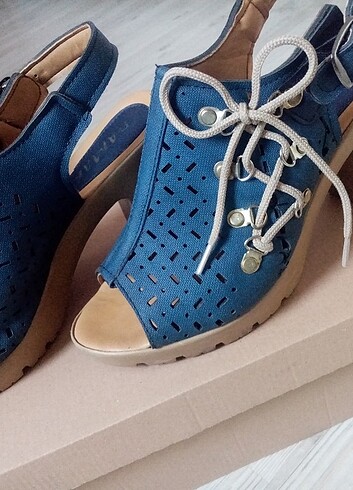 40 Beden Mavi kadın topuklu ayakkabısı