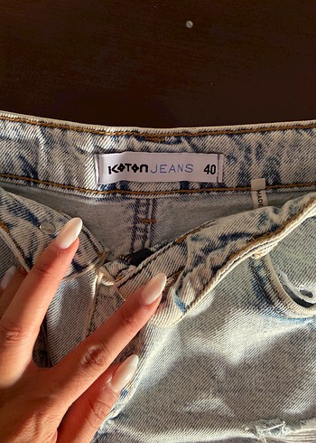 Koton Düğmeli Gri Kadın Mini Denim Şort