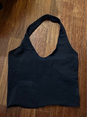 stradi halter yaka siyah crop