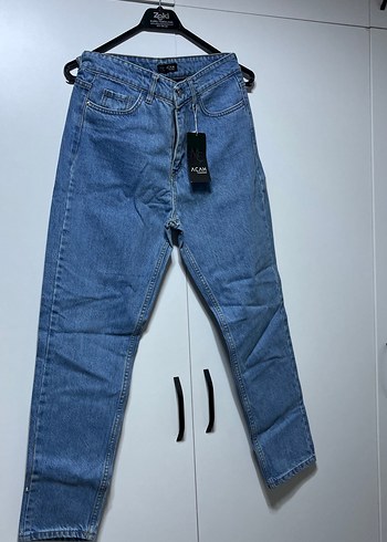 Diğer Mavi Baskılı Mom Jean Kesim Kot Pantolon