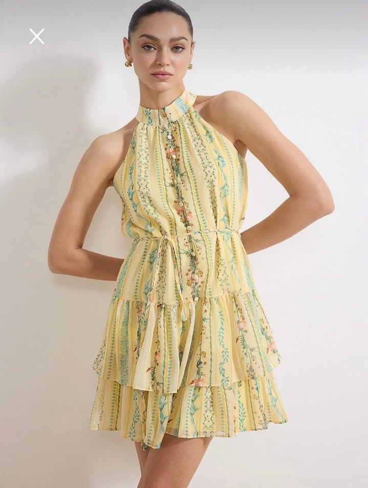 Sarı yaz elbisesi - Görsel 4