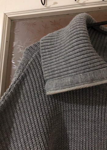 Gri Yüksek Yakalı Örgü Kadın Kazak - Görsel 3