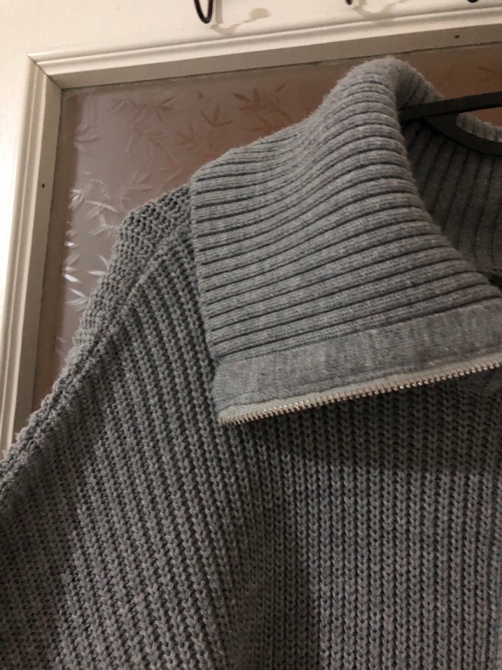 Gri Yüksek Yakalı Örgü Kadın Kazak - Görsel 3