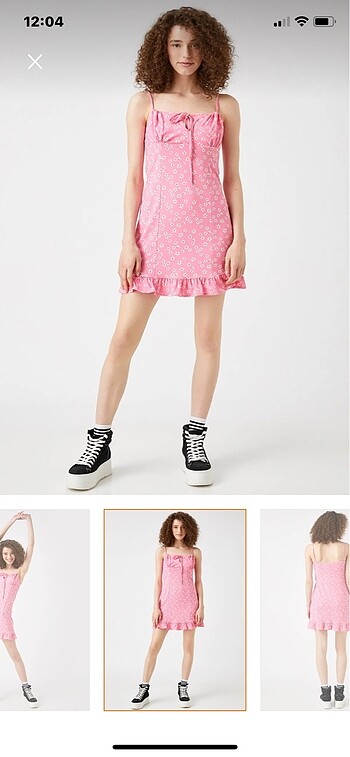 Kadın çiçek desenli pembe elbise - Görsel 2