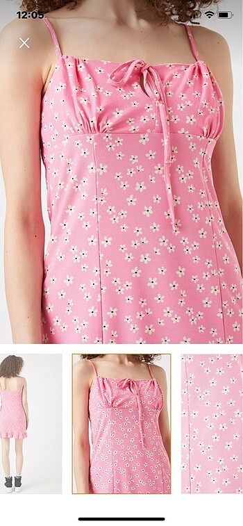 Kadın çiçek desenli pembe elbise - Görsel 4