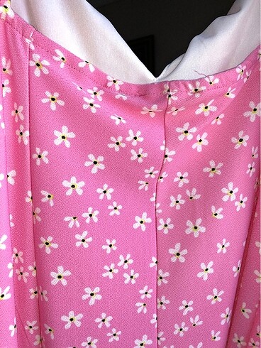 Kadın çiçek desenli pembe elbise - Görsel 12