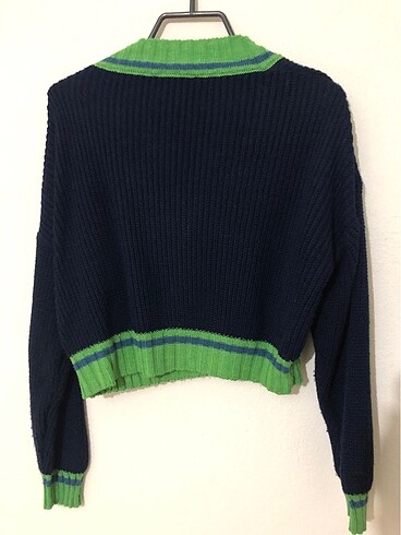 lacivert crop triko kazak - Görsel 7