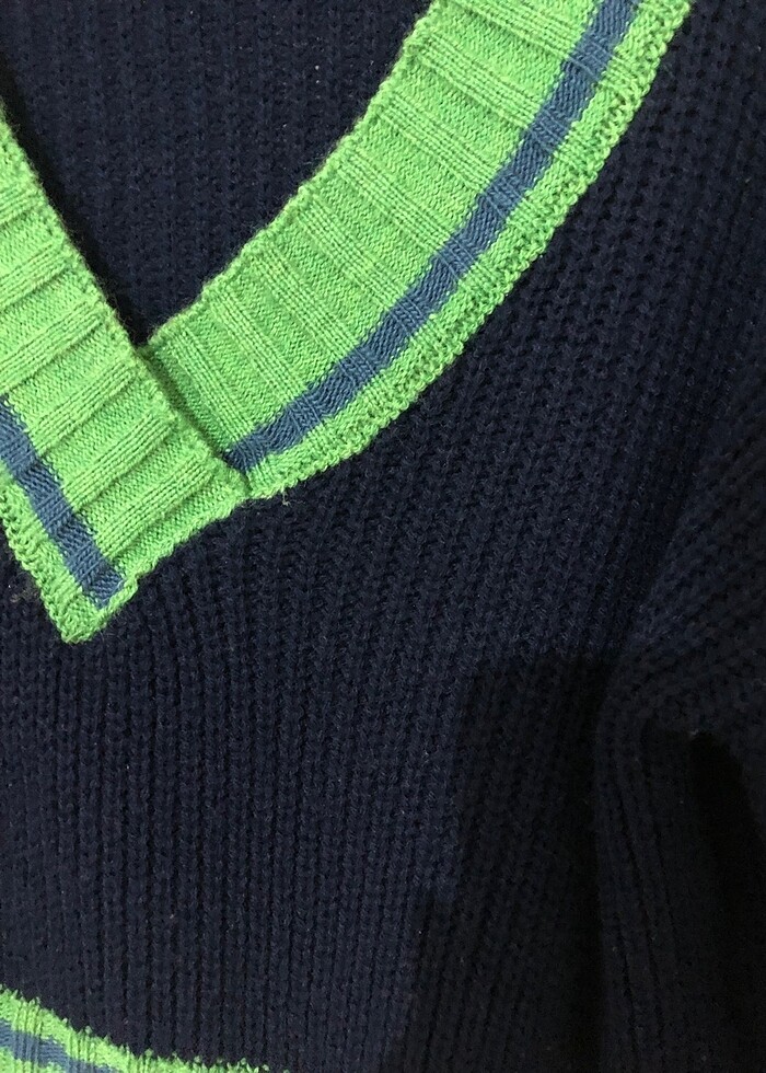 lacivert crop triko kazak - Görsel 3