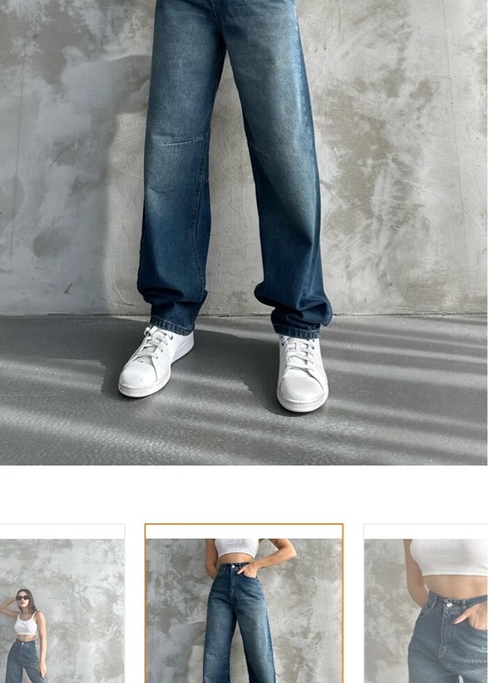 kemer detaylı yüksek bel baggy - Görsel 2