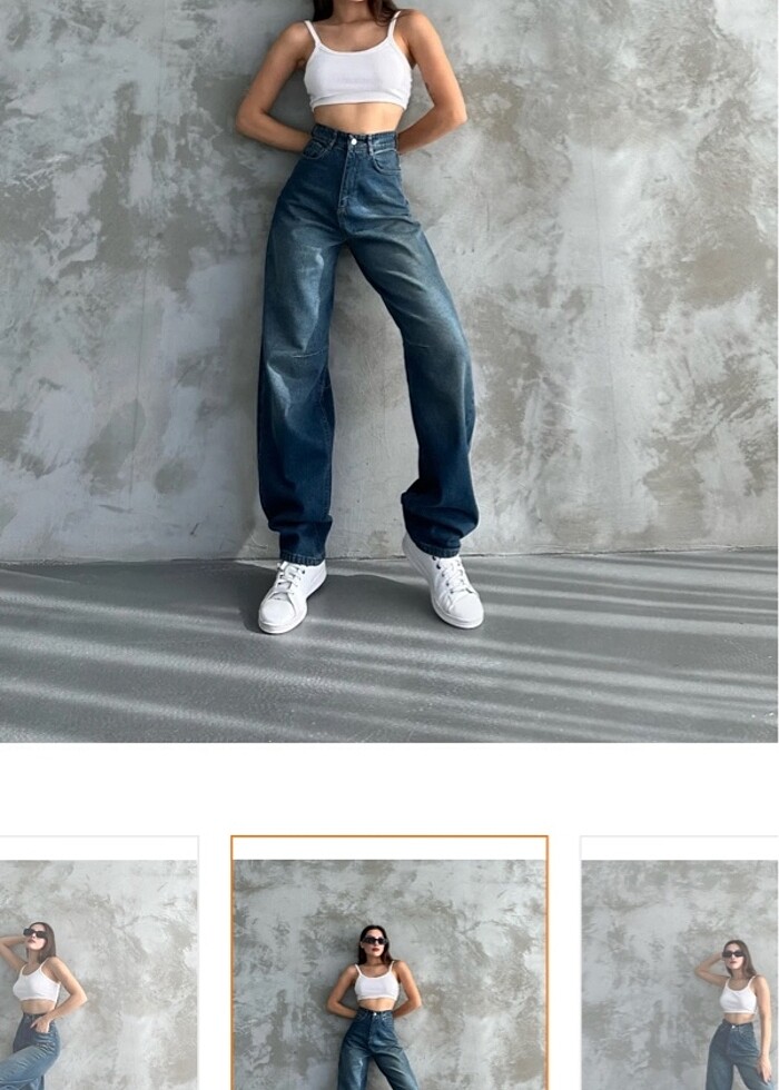 kemer detaylı yüksek bel baggy - Görsel 3