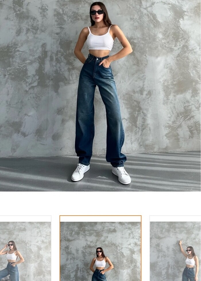 kemer detaylı yüksek bel baggy - Görsel 4