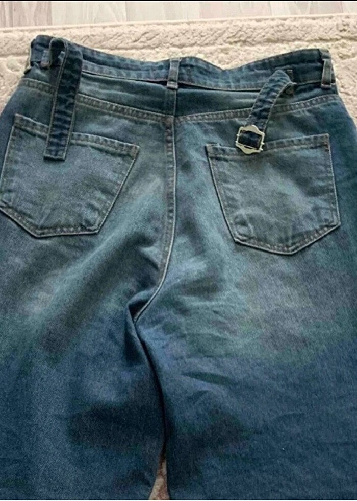 kemer detaylı yüksek bel baggy - Görsel 5