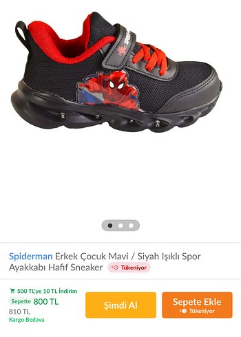 Spiderman Erkek Çocuk spor ayakkabı