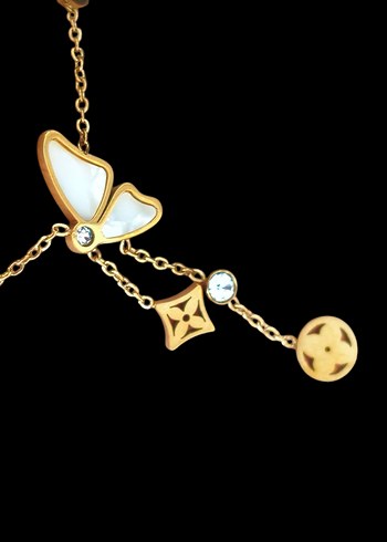 Zincir Detaylı çelik Altın Renk Bohem Kadın #halhal - Görsel 2