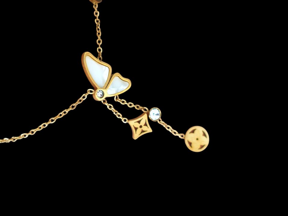 Zincir Detaylı çelik Altın Renk Bohem Kadın #halhal - Görsel 2