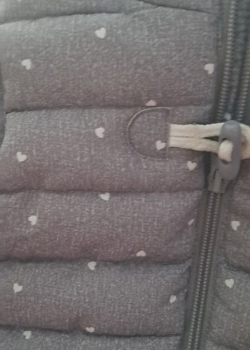 Kapüşonlu kizÇocuk Gri Yelek kalp desenli - Görsel 3