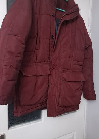 Bordo Düğmeli erkek Kışlık Mont - Görsel 2