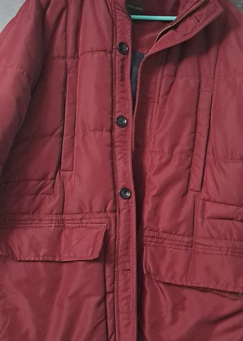 Bordo Düğmeli erkek Kışlık Mont - Görsel 3