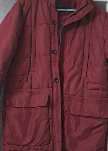 Bordo Düğmeli erkek Kışlık Mont - Görsel 5