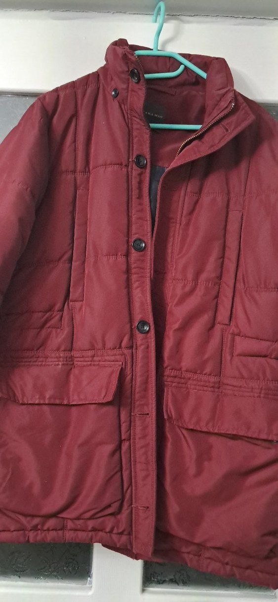 Bordo Düğmeli erkek Kışlık Mont - Görsel 3