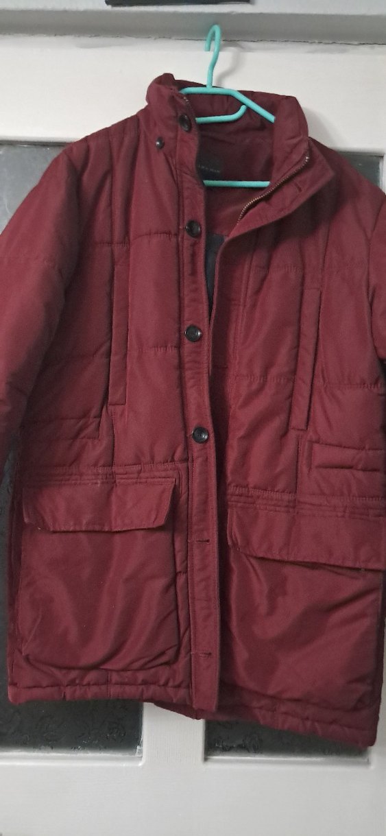 Bordo Düğmeli erkek Kışlık Mont - Görsel 5