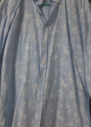 Mavi cicek Desenli Uzun Kollu Gömlek - Görsel 2
