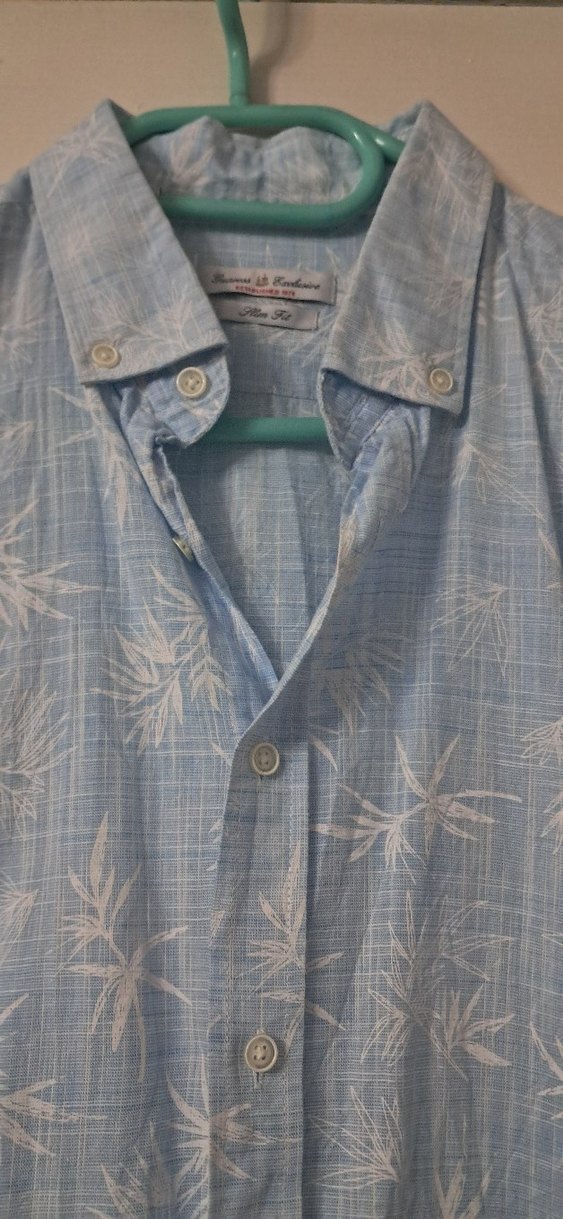 Mavi cicek Desenli Uzun Kollu Gömlek - Görsel 3