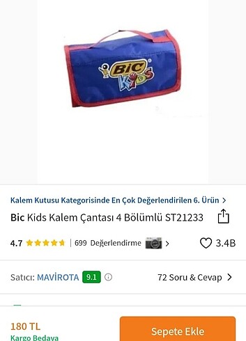 Bic Kids Kalem Çantası 4 Bölümlü 