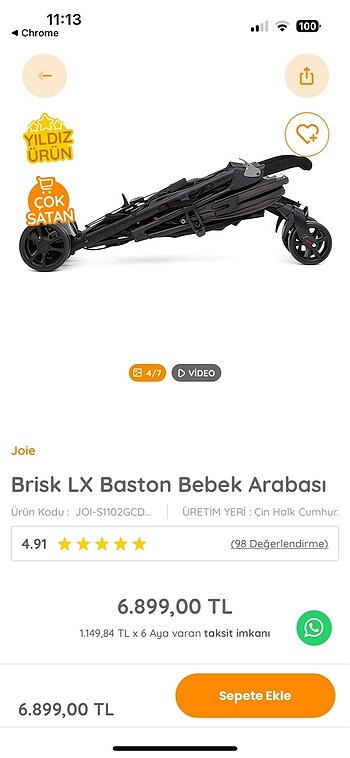 Joie Baston bebek arabası joie brisk lx