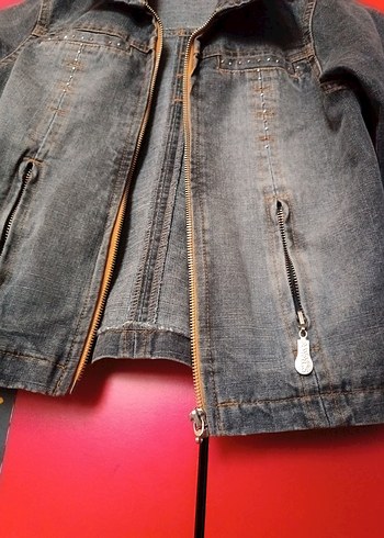 Panço Gri Bağlama Desenli Kız çocuk Denim Ceket